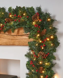 Pre-Lit Extra Thick Garland, 9 Ft