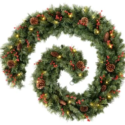 Pre-Lit Extra Thick Garland, 9 Ft