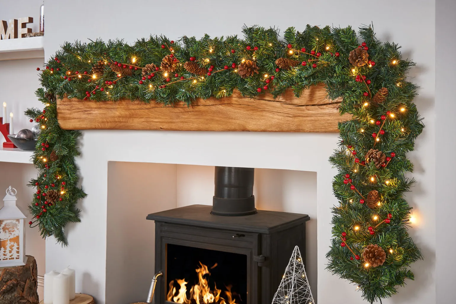Pre-Lit Extra Thick Garland, 9 Ft