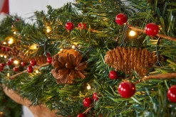 Pre-Lit Extra Thick Mixed Pine Garland, Pinecones & Berries, 9 Ft