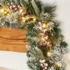 Pre-Lit Extra Thick Mixed Pine Snow Flocked Garland, Pinecones & Berries, Static, 9 Ft
