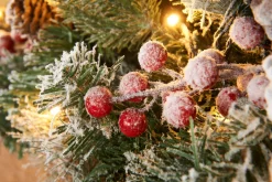 Pre-Lit Extra Thick Mixed Pine Snow Flocked Garland, Pinecones & Berries, Static, 9 Ft
