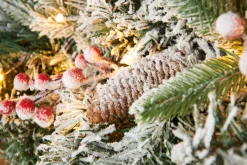Pre-Lit Extra Thick Mixed Pine Snow Flocked Garland, Pinecones & Berries, Static, 9 Ft