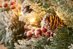 Pre-Lit Extra Thick Mixed Pine Snow Flocked Garland, Pinecones & Berries, 9 Ft