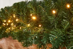 Pre-Lit Extra Thick Multi-Functional Pine Garland, 9 Ft