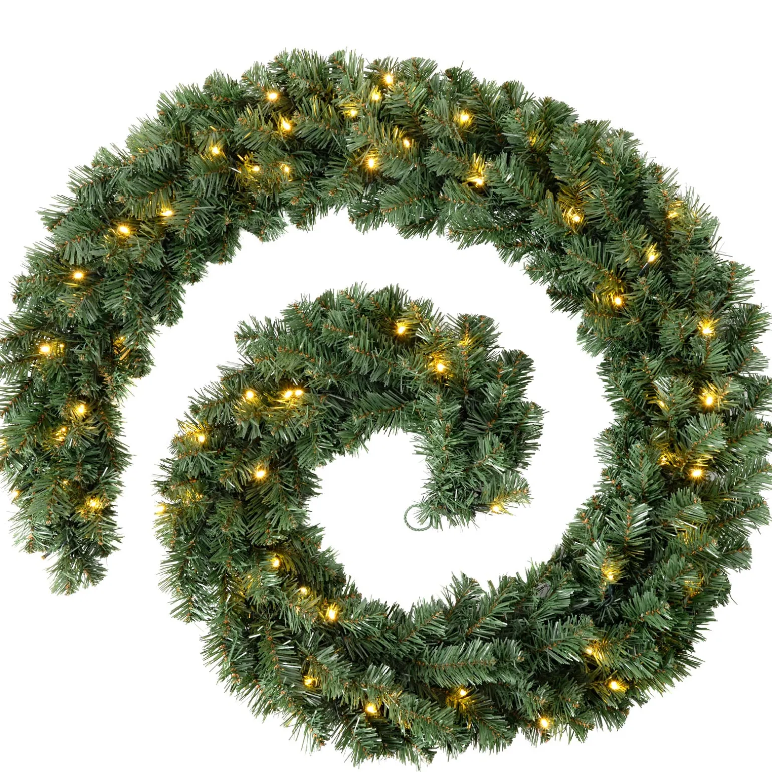 Pre-Lit Extra Thick Multi-Functional Pine Garland, 9 Ft