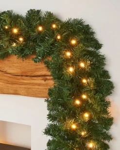 Pre-Lit Extra Thick Multi-Functional Pine Garland, 9 Ft