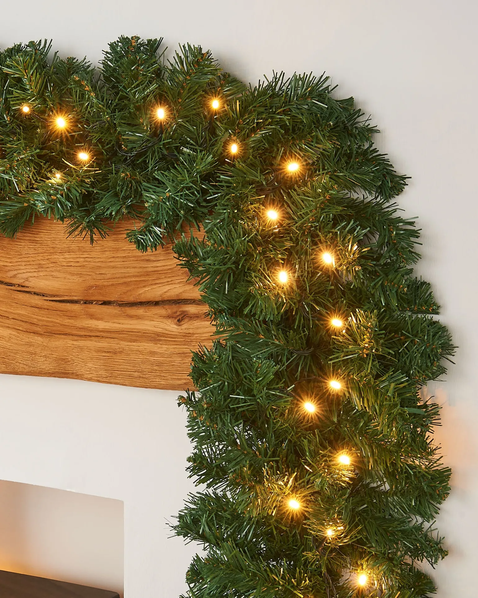 Pre-Lit Extra Thick Multi-Functional Pine Garland, 9 Ft
