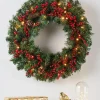 Pre-Lit Extra Thick Wreath, Pinecones & Berries, 76 Cm