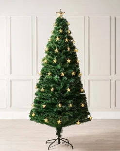 Pre-Lit Fibre Optic Christmas Tree With Stars, 7 Ft