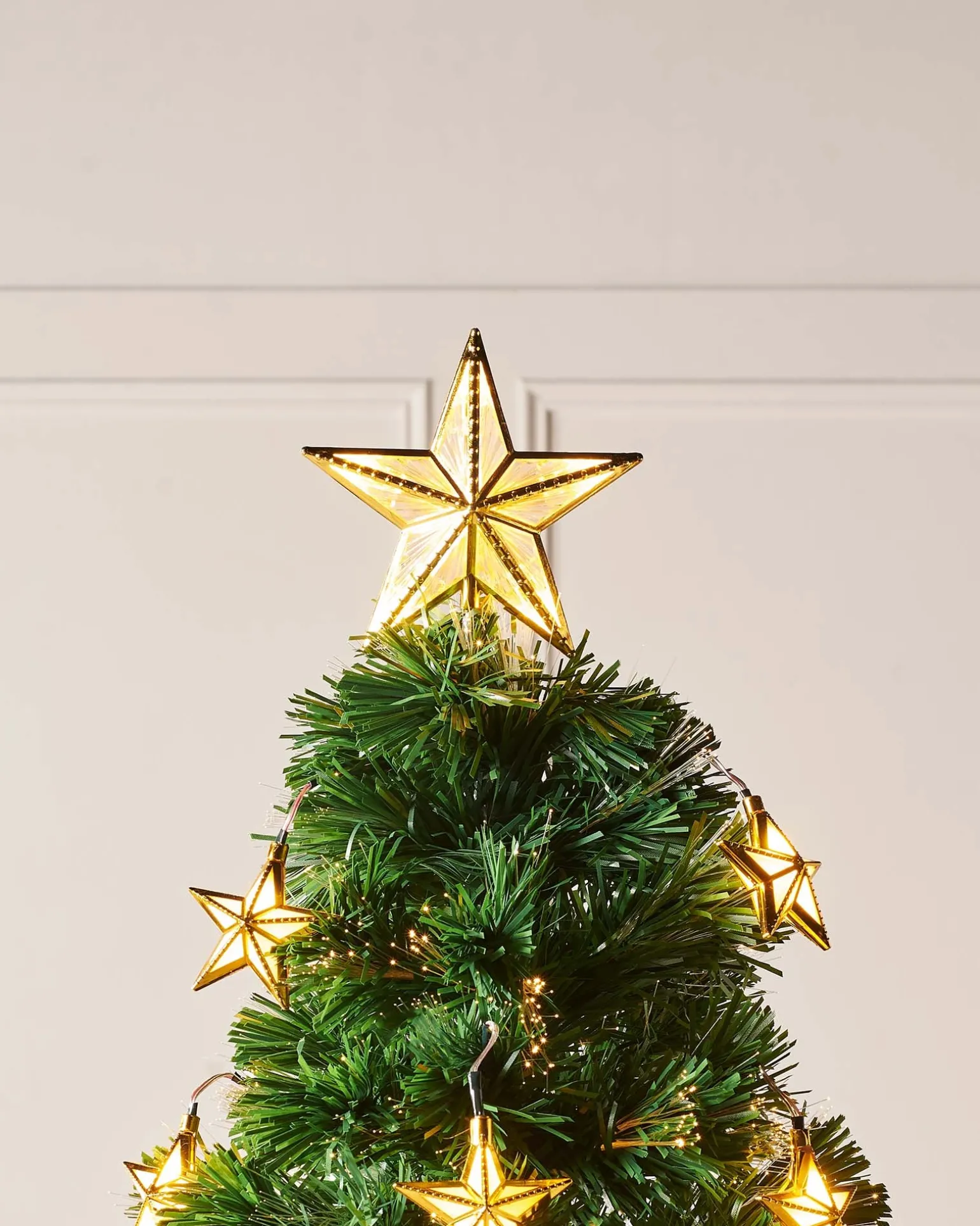 Pre-Lit Fibre Optic Christmas Tree With Stars, 7 Ft