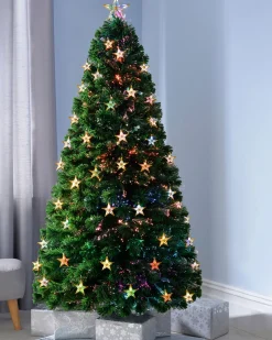 Pre-Lit Fibre Optic Christmas Tree With Tree Topper, 5 Ft