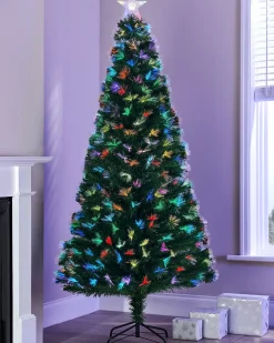 Pre-Lit Fibre Optic Christmas Tree With Tree Topper, 7 Ft