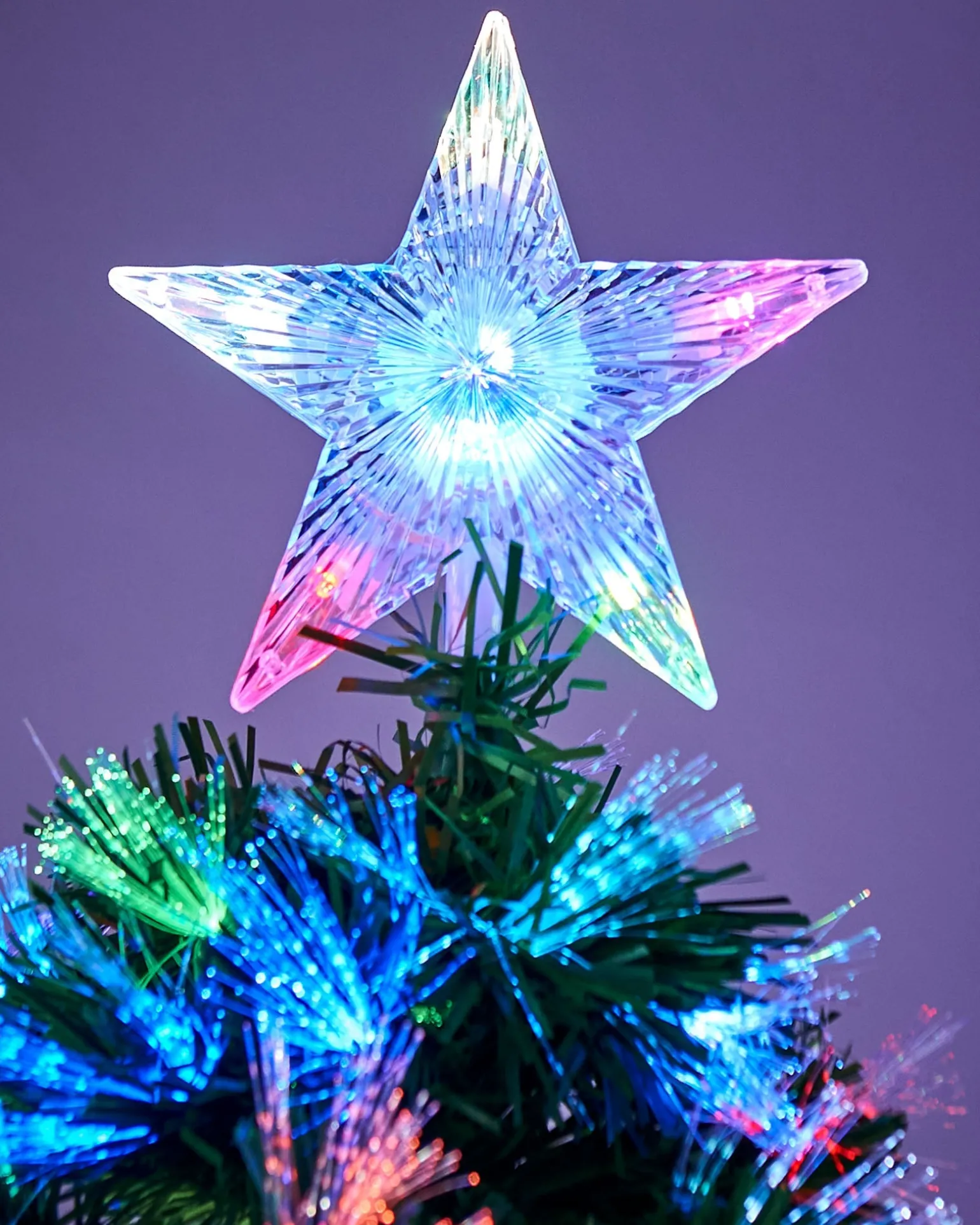 Pre-Lit Fibre Optic Christmas Tree With Tree Topper, 7 Ft