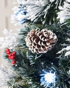 Pre-Lit Fibre Optic Frosted Christmas Tree With Tree Topper, 5 Ft