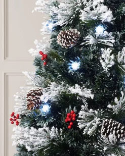 Pre-Lit Fibre Optic Frosted Christmas Tree With Tree Topper, 7 Ft