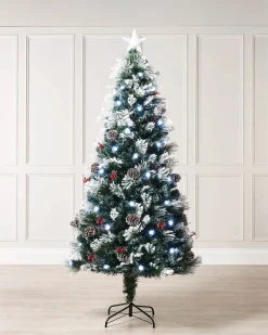 Pre-Lit Fibre Optic Frosted Christmas Tree With Tree Topper, 7 Ft