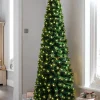 Pre-Lit Fibre Optic Pencil Christmas Tree With Warm White LED Stars, 5 Ft