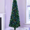 Pre-Lit Fibre Optic Pencil Christmas Tree With Multi-Coloured LED Stars, 6 Ft