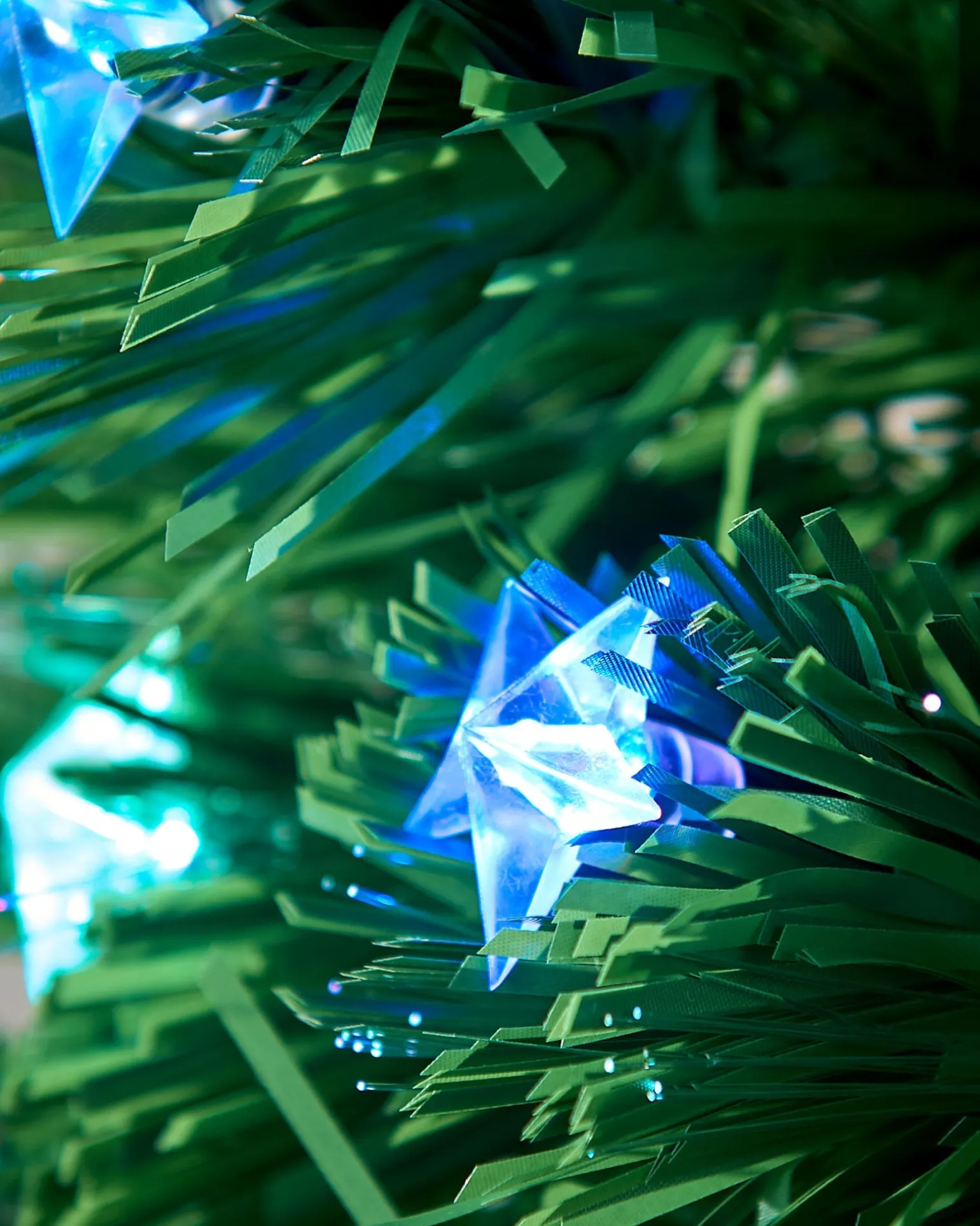 Pre-Lit Fibre Optic Pencil Christmas Tree With Multi-Coloured LED Stars, 7 Ft