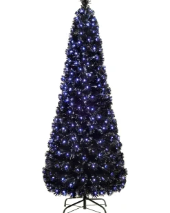 Pre-Lit Fibre Optic Slim Black Christmas Tree, 6 Ft