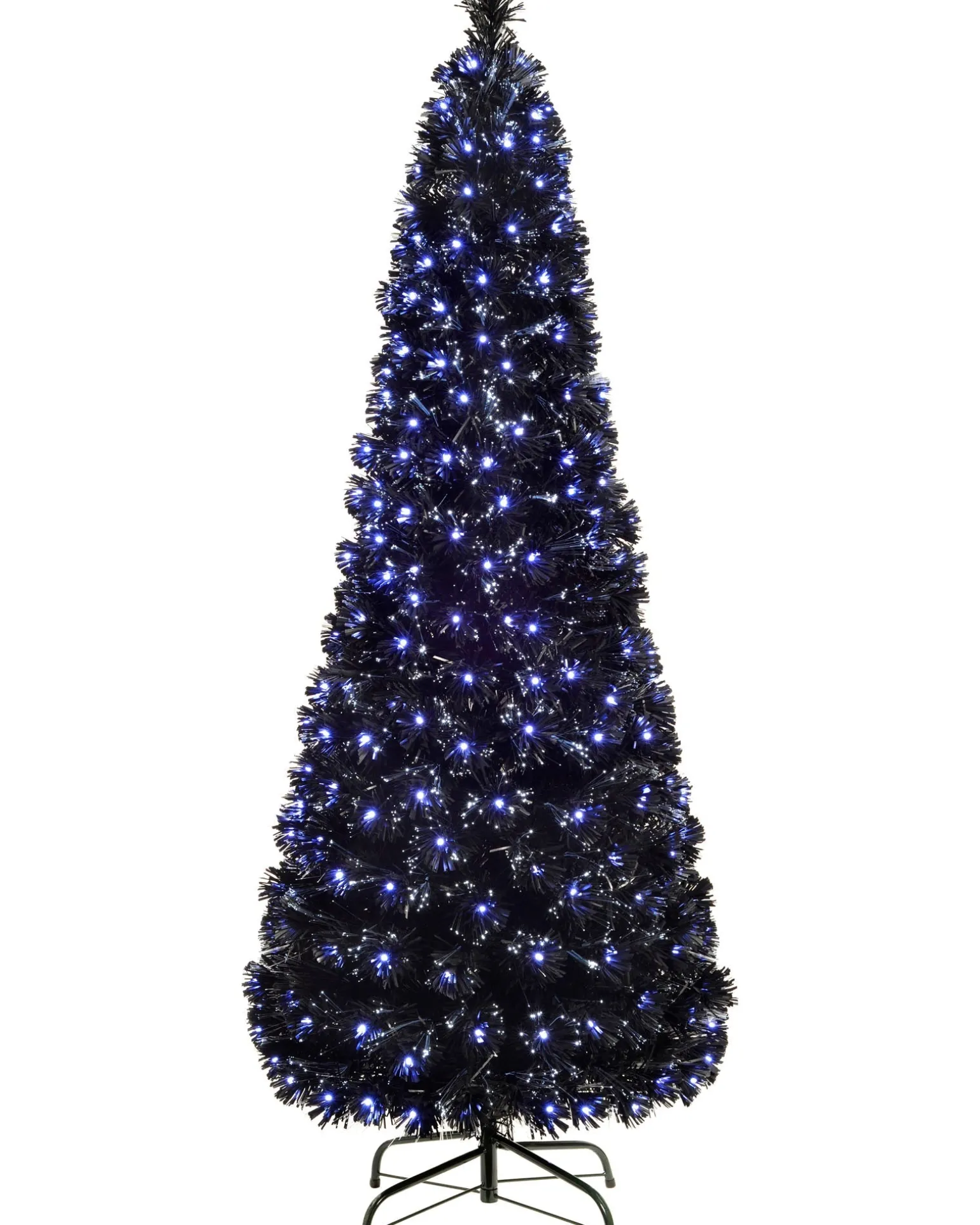 Pre-Lit Fibre Optic Slim Black Christmas Tree, 6 Ft