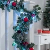 Pre-Lit Frosted Decorated Garland, 9 Ft