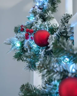 Pre-Lit Frosted Decorated Garland, 9 Ft
