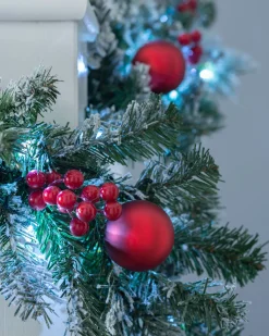 Pre-Lit Frosted Decorated Garland, 9 Ft