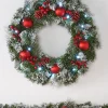 Pre-Lit Frosted Decorated Wreath, 60 Cm