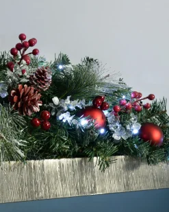 Pre-Lit Frosted Decorated Arch Garland With 20 Cool White LEDs, 3 Ft