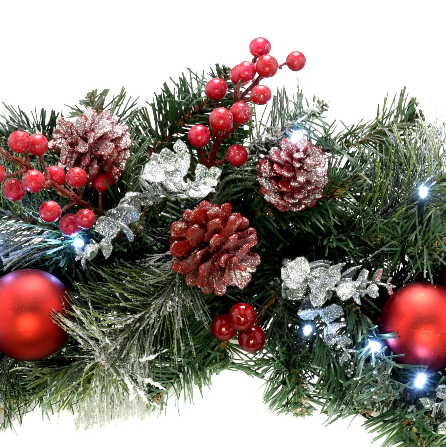 Pre-Lit Frosted Decorated Arch Garland With 20 Cool White LEDs, 3 Ft