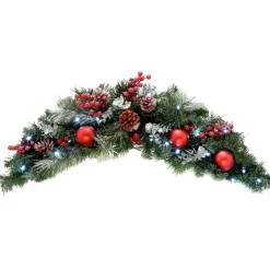 Pre-Lit Frosted Decorated Arch Garland With 20 Cool White LEDs, 3 Ft