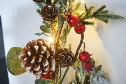 Pre-Lit Frosted Eucalyptus Garland, Pinecones & Berries, 9 Ft
