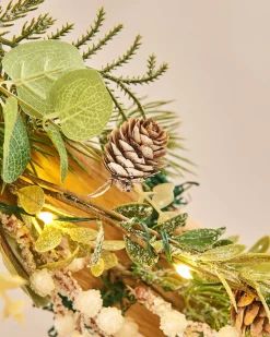 Pre-Lit Frosted Eucalyptus Garland, 9 Ft