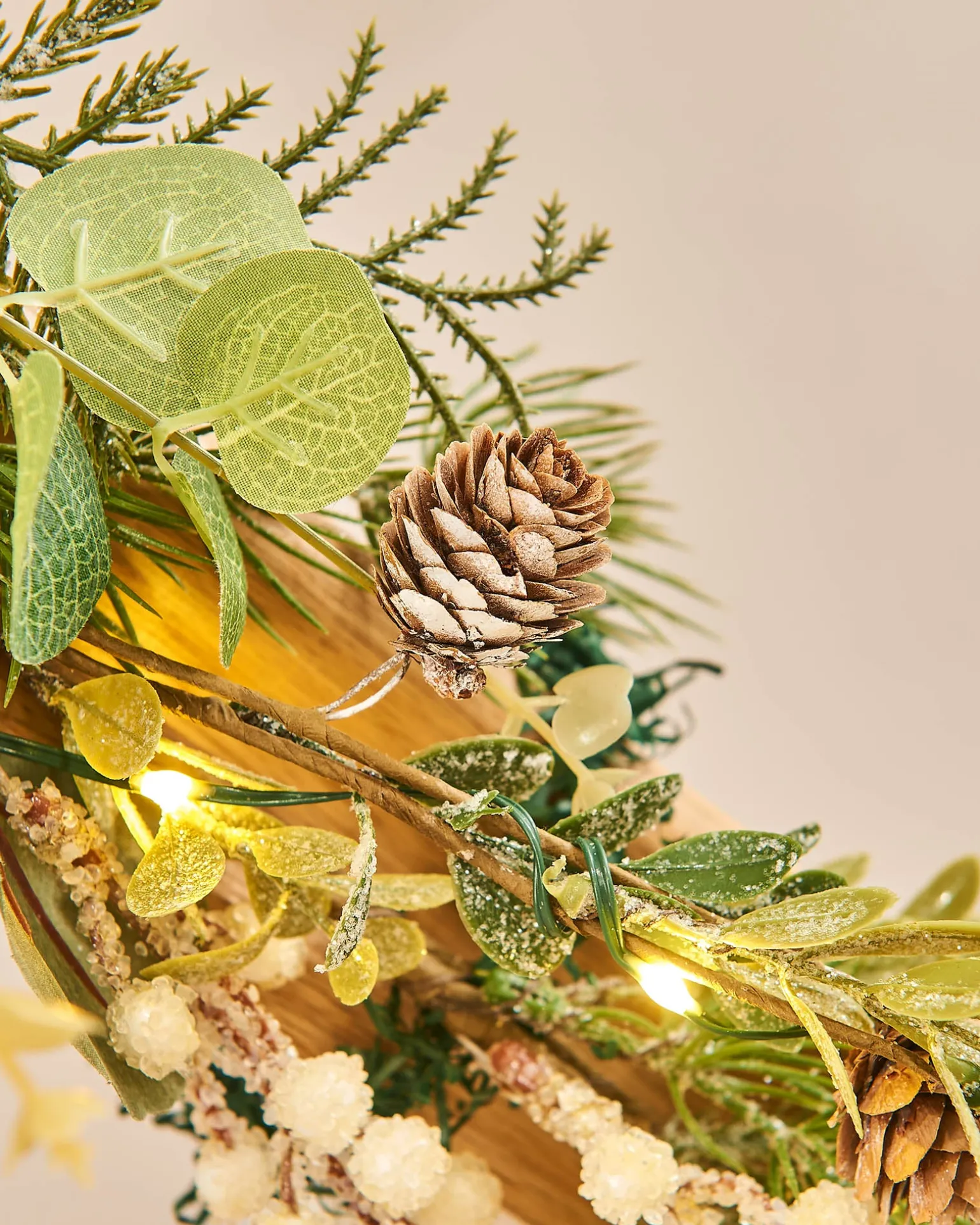 Pre-Lit Frosted Eucalyptus Garland, 9 Ft