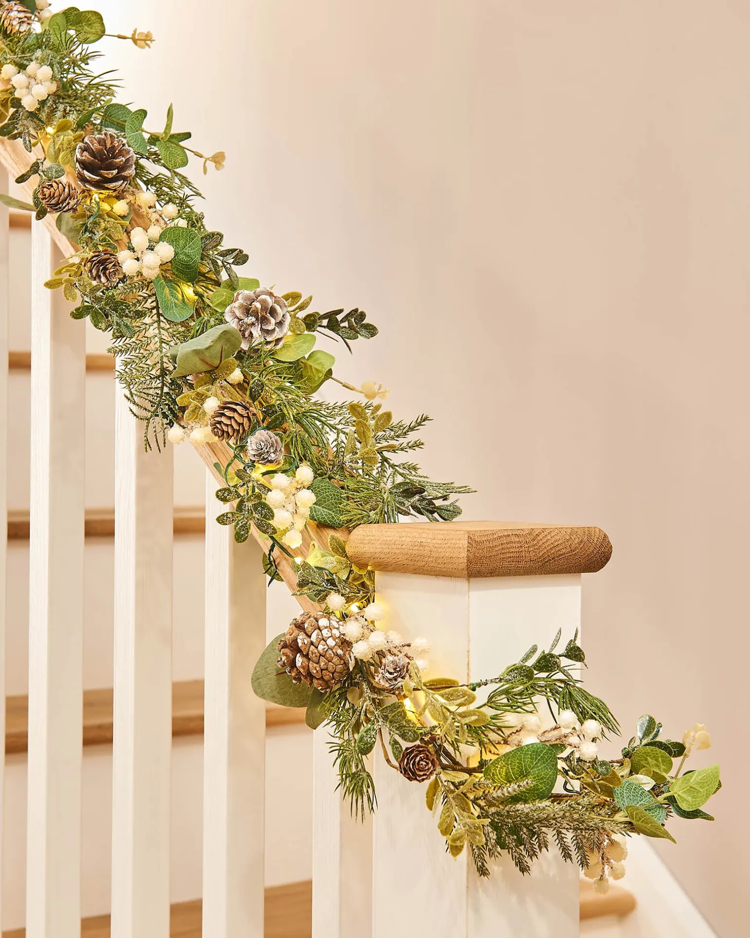 Pre-Lit Frosted Eucalyptus Garland, 9 Ft