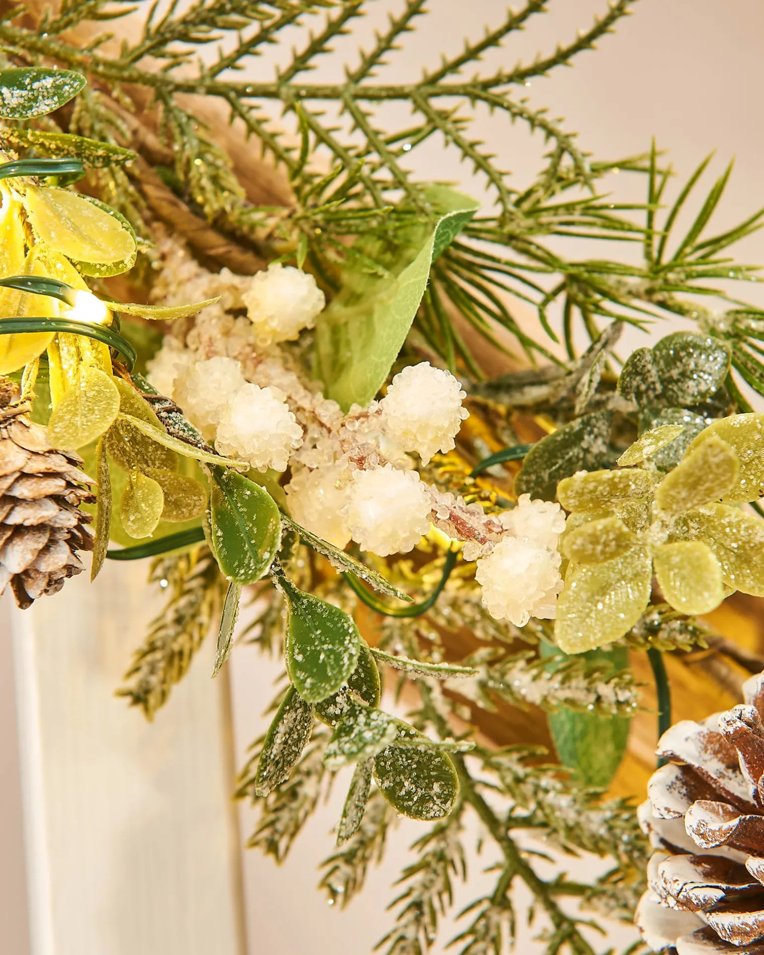 Pre-Lit Frosted Eucalyptus Garland, 9 Ft