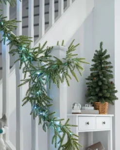 Pre-Lit Frosted Fir Garland, 9 Ft