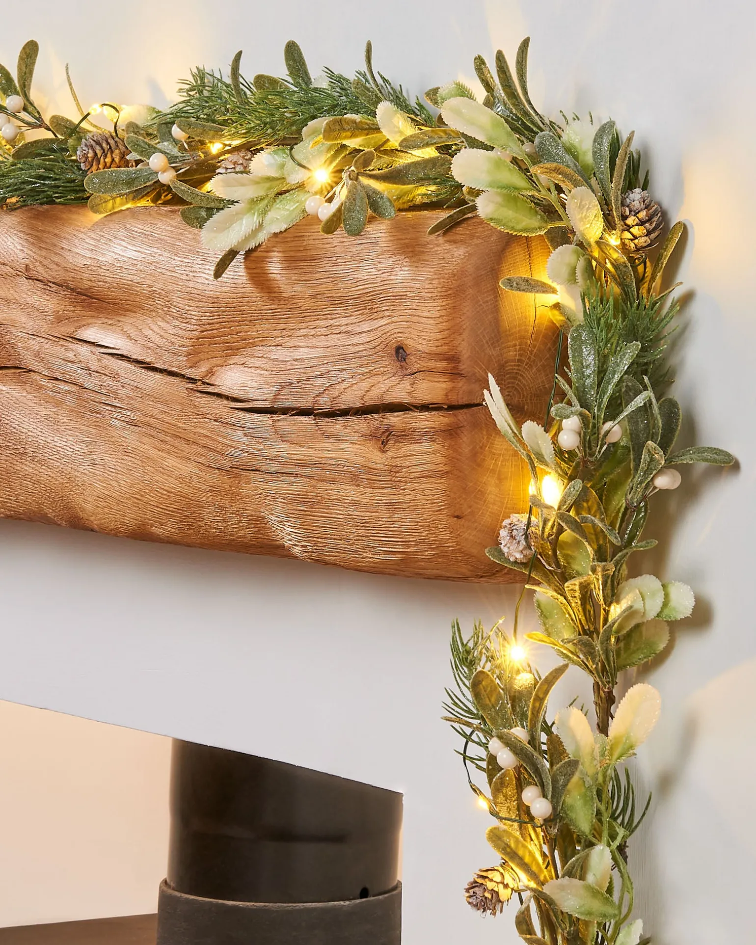 Pre-Lit Frosted Mistletoe Garland, 9 Ft