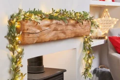 Pre-Lit Frosted Mistletoe Garland, 9 Ft