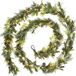 Pre-Lit Frosted Mistletoe Garland, 9 Ft