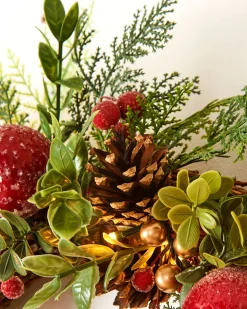 Pre-Lit Frosted Red Berry Mixed Tip Wreath, 60 Cm