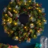 Pre-Lit Frosted Wreath, Pinecones & Berries, 60 Cm
