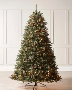 Pre-Lit Full Bodied Decorated Snow Flocked Christmas Tree, 6 Ft