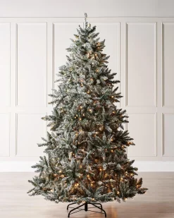 Pre-Lit Full Bodied Snow Flocked Christmas Tree, 5 Ft