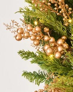 Pre-Lit Gold Berry Mixed Tip Wreath, 76 Cm
