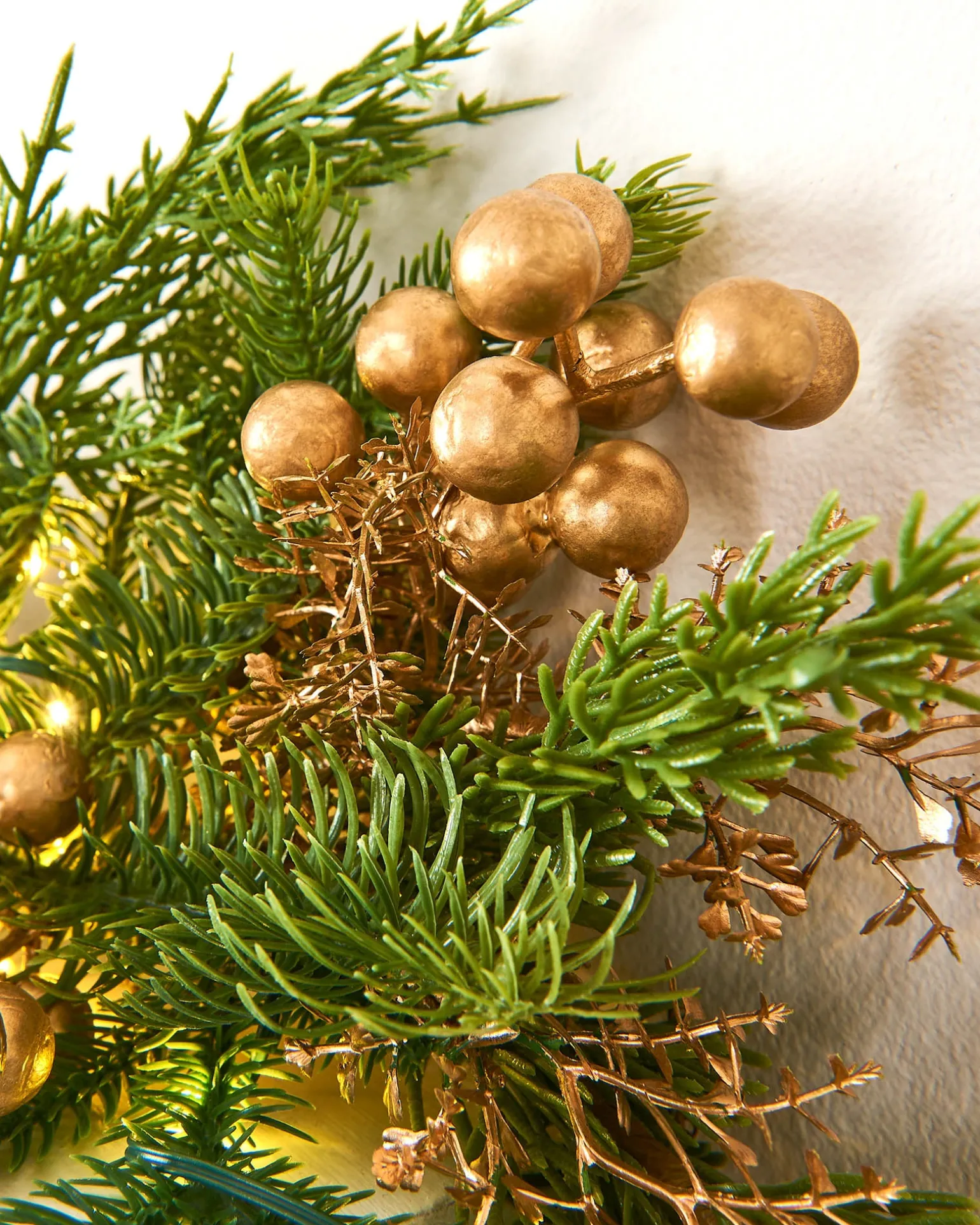 Pre-Lit Gold Berry Mixed Tip Garland, 9 Ft
