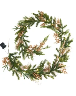 Pre-Lit Gold Berry Mixed Tip Garland, 9 Ft