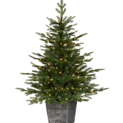 Pre-Lit Grand Fir Potted Christmas Tree, 4 Ft